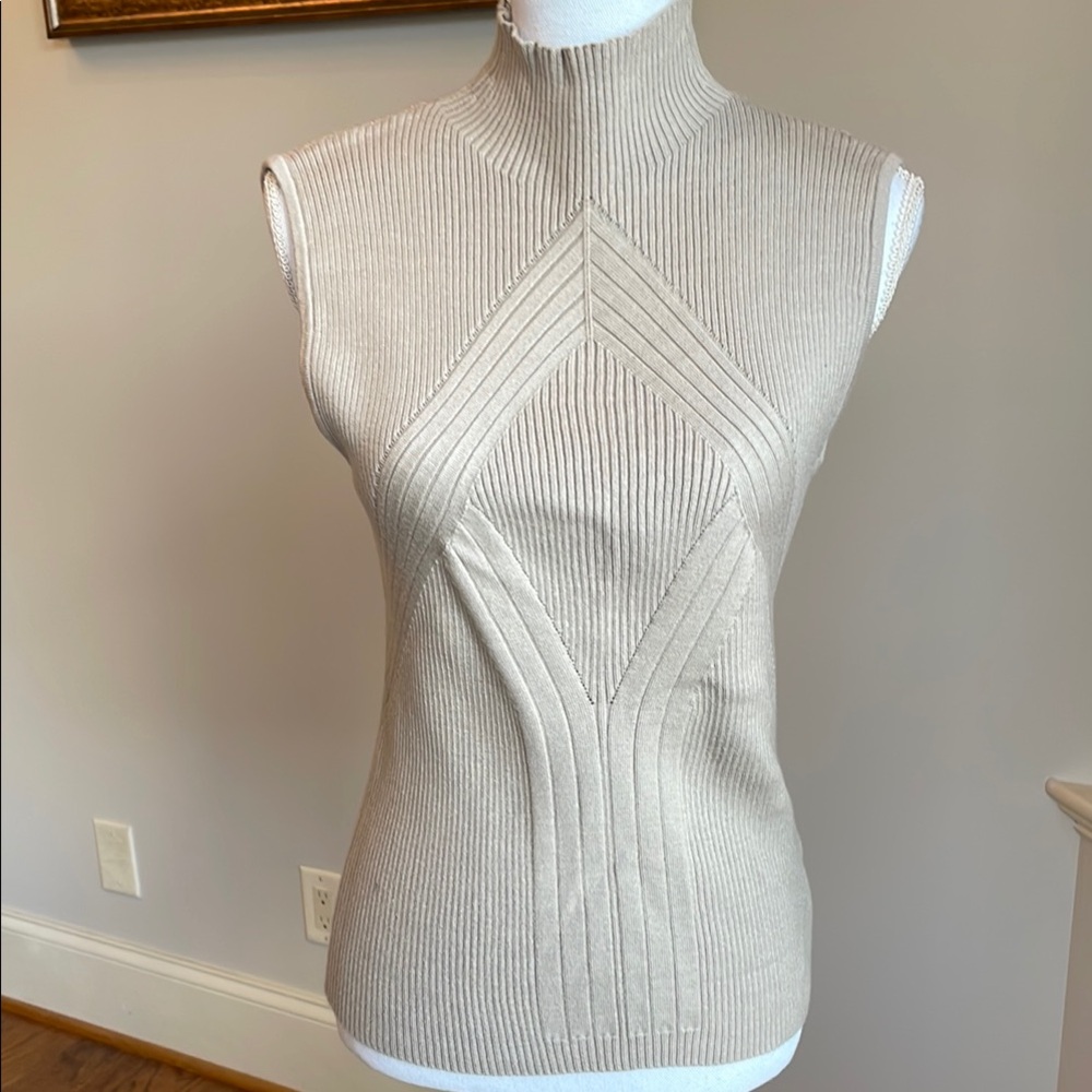 Elegant Light Tan Sleeveless Sweater Tank